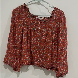 Doen Red Floral Blouse